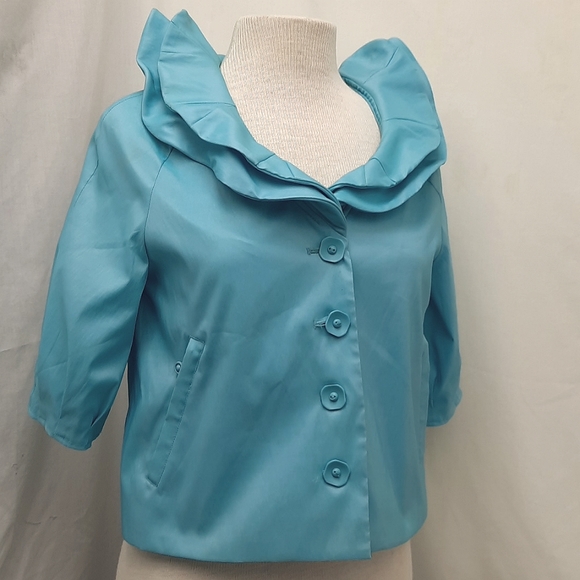 Vintage Samuel Dong Blue Short Sleeve Jacket Size S - Picture 1 of 12